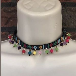 Pom Pom Choker Black Boho Necklace Pompom Ball